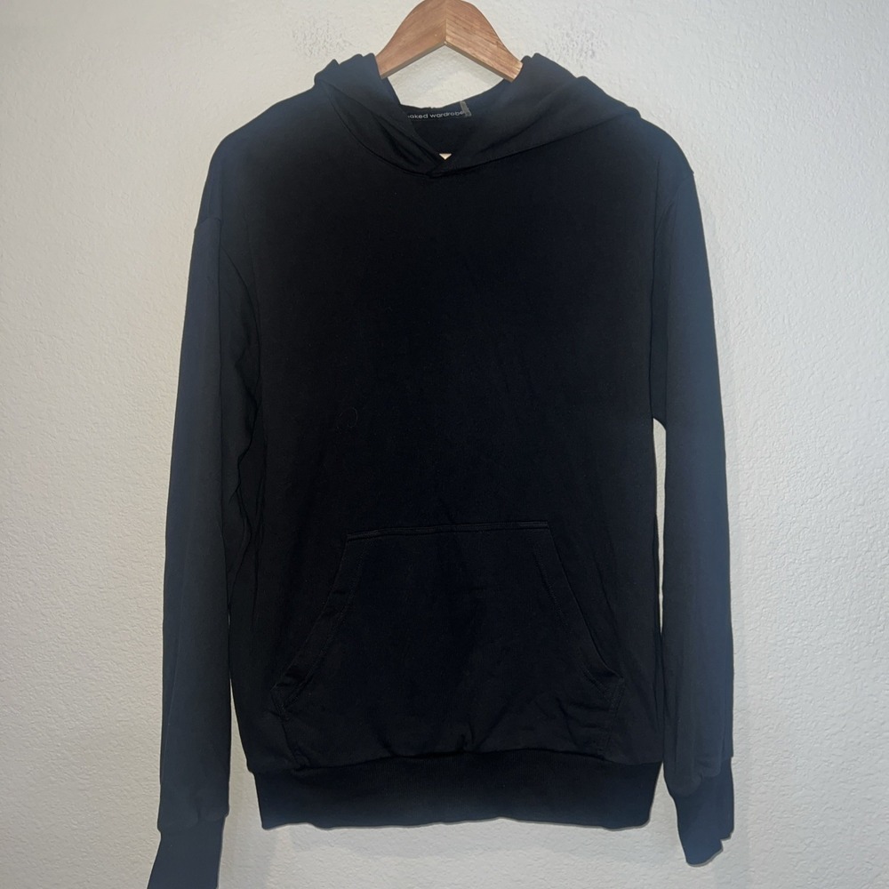 Naked Wardrobe BLACK Sweatshirt Hoodie Kangaroo Pocket Oversized  SMALL